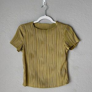 Gold-Green Wavy Textured Women's Top